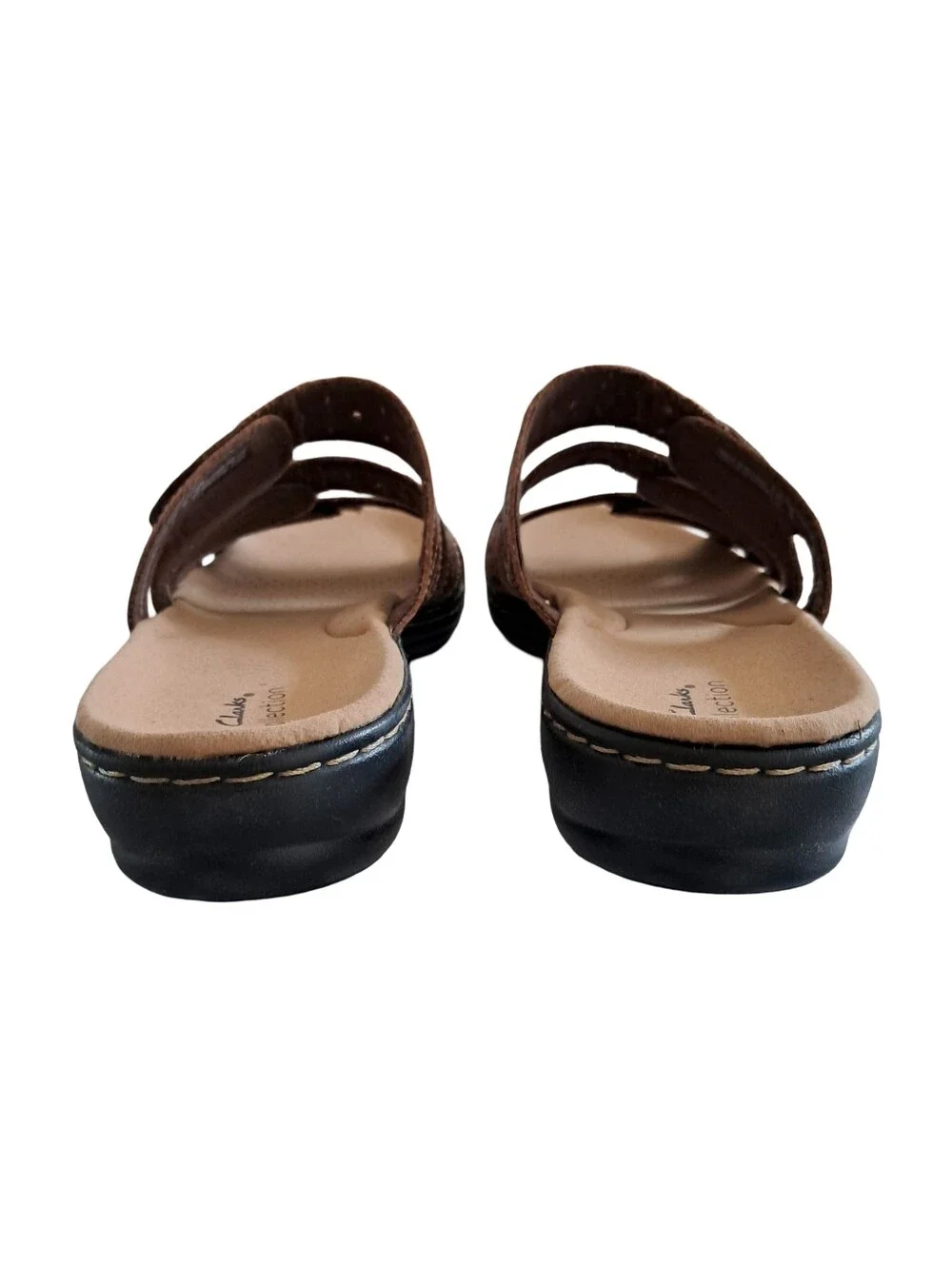 Clarks Leisa Cacti Q Leather Adjustable Slip Ons Sandals Size 9 M Brown Multi